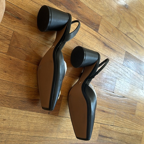 Black leather embellish Slingback Heels - Picture 2 of 3